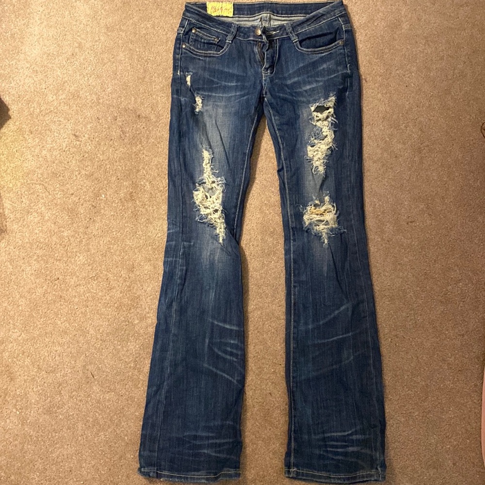 Machine destroyed style bootcut jean - size 28